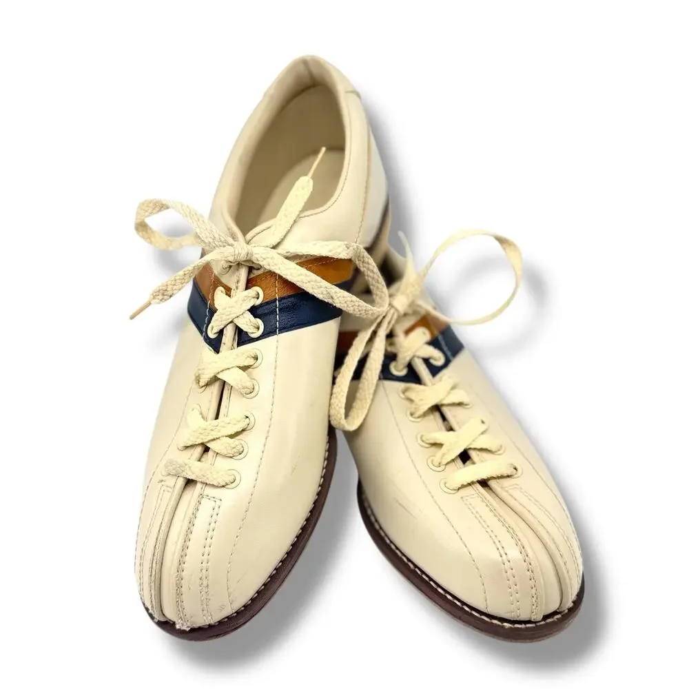 Vintage Striker Split Toe Bone Bowling Shoes Mens Size 9.5 Rockabilly Steampunk